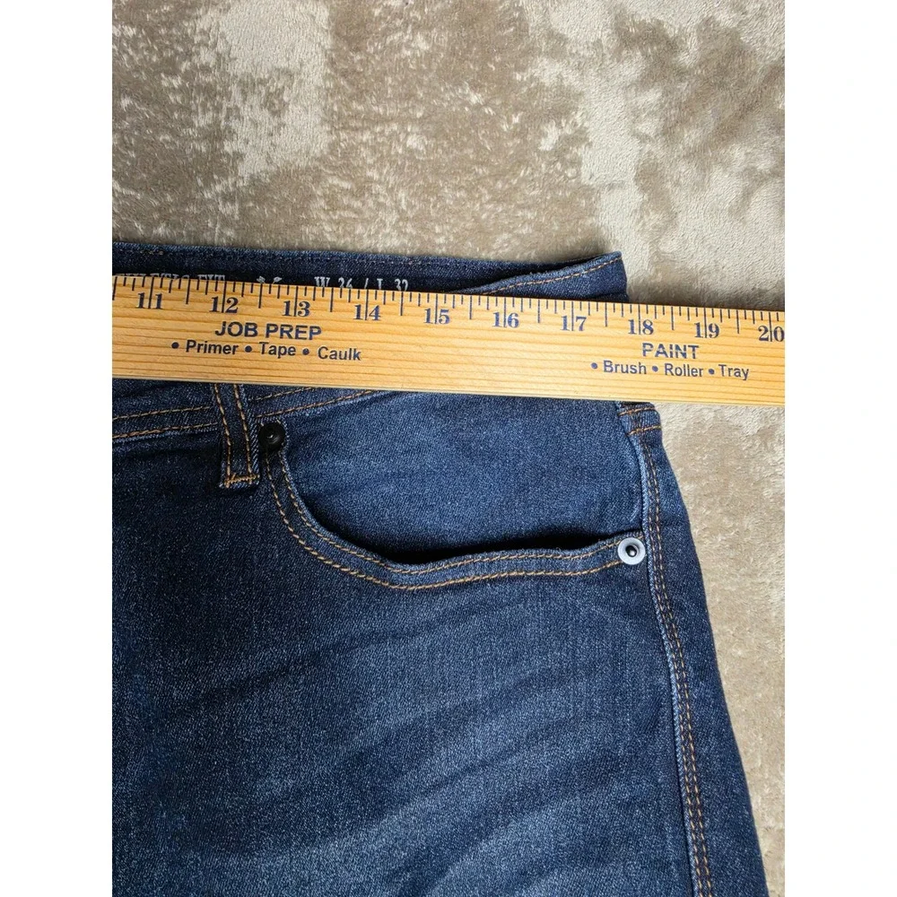 MBX Mens Athletic Fit Dark Wash Denim Jeans Blue W36 L32 Whiskered Stretch